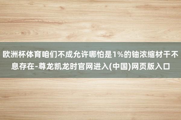 欧洲杯体育咱们不成允许哪怕是1%的铀浓缩材干不息存在-尊龙凯龙时官网进入(中国)网页版入口