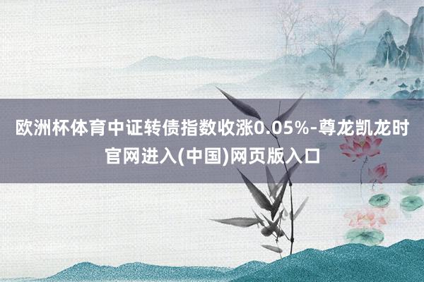 欧洲杯体育中证转债指数收涨0.05%-尊龙凯龙时官网进入(中国)网页版入口